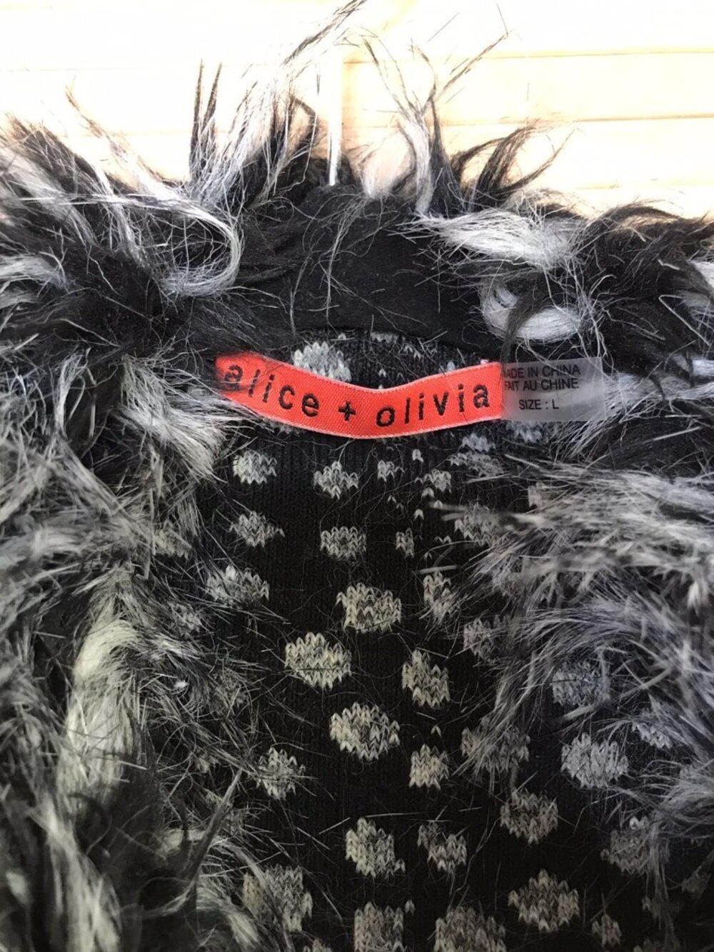 Alice + Olivia Chris Faux Fur Shawl Collar Vest jacket Grey L Large - Picture 5 of 6